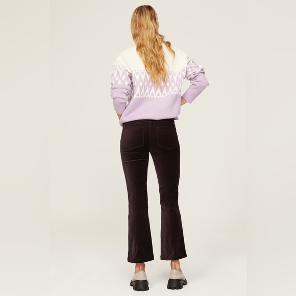 Paige Jeans Black Cherry Velvet High Rise Crop Flare Stretch Size 28 - Picture 3 of 9